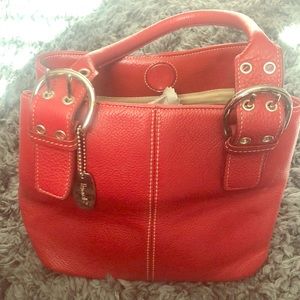 Red leather Tignanello hand bag